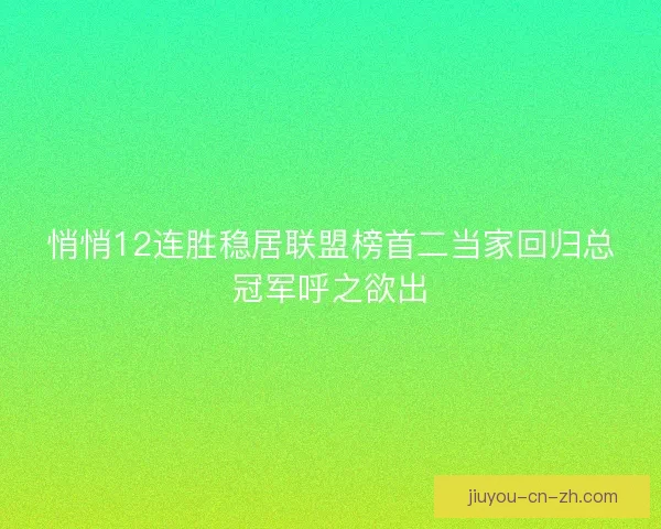 悄悄12连胜稳居联盟榜首二当家回归总冠军呼之欲出